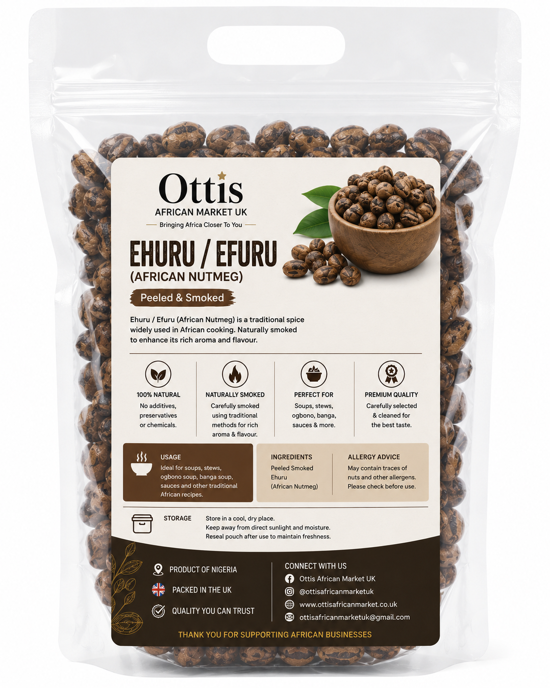 Ehuru (African Nutmeg) | Calabash Nutmeg | Efuru Spice | Whole Aromatic Seeds