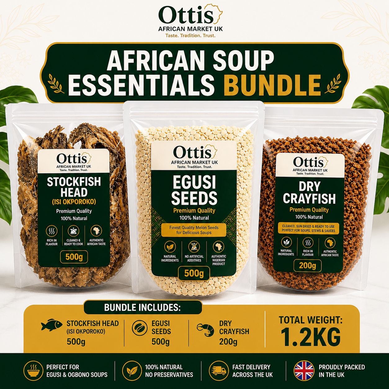 African Soup Essentials Bundle – Egusi, Crayfish & Stockfish