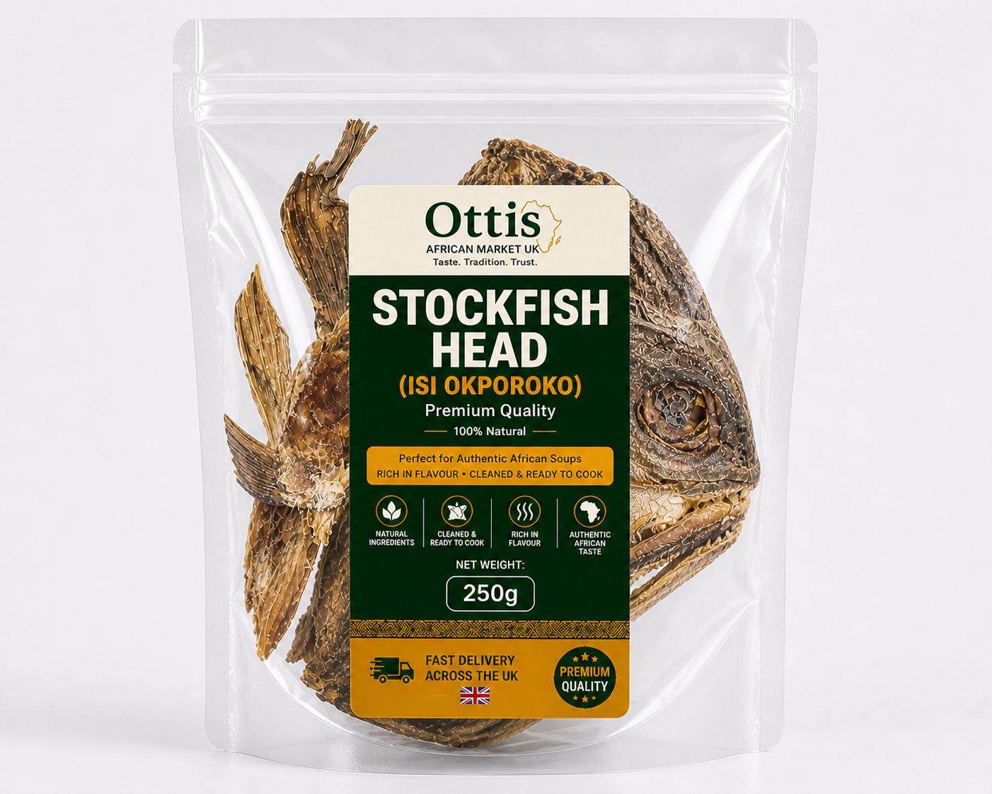 Premium Stock Fish Head (Isi Okporoko) - Dried Fish UK Delivery