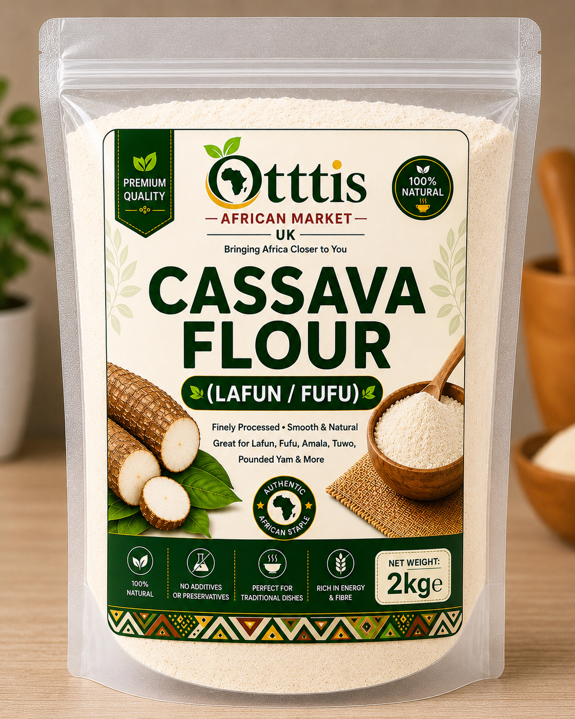 Premium Cassava Flour (Lafun) – Nigerian Fufu (Akpu) Flour | Smooth Swallow | 100% Natural | Gluten-Free | Multiple Sizes