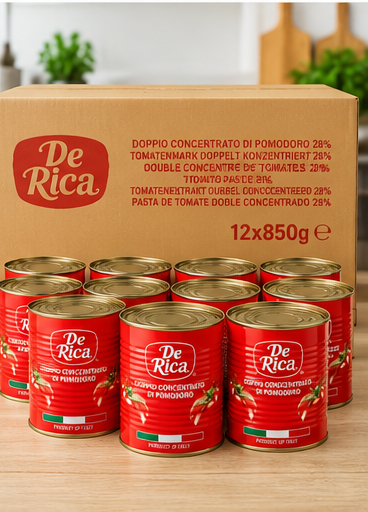 De Rica Doppio Concentrato di Pomodoro 28% Double Concentrated Tomato Paste 850g