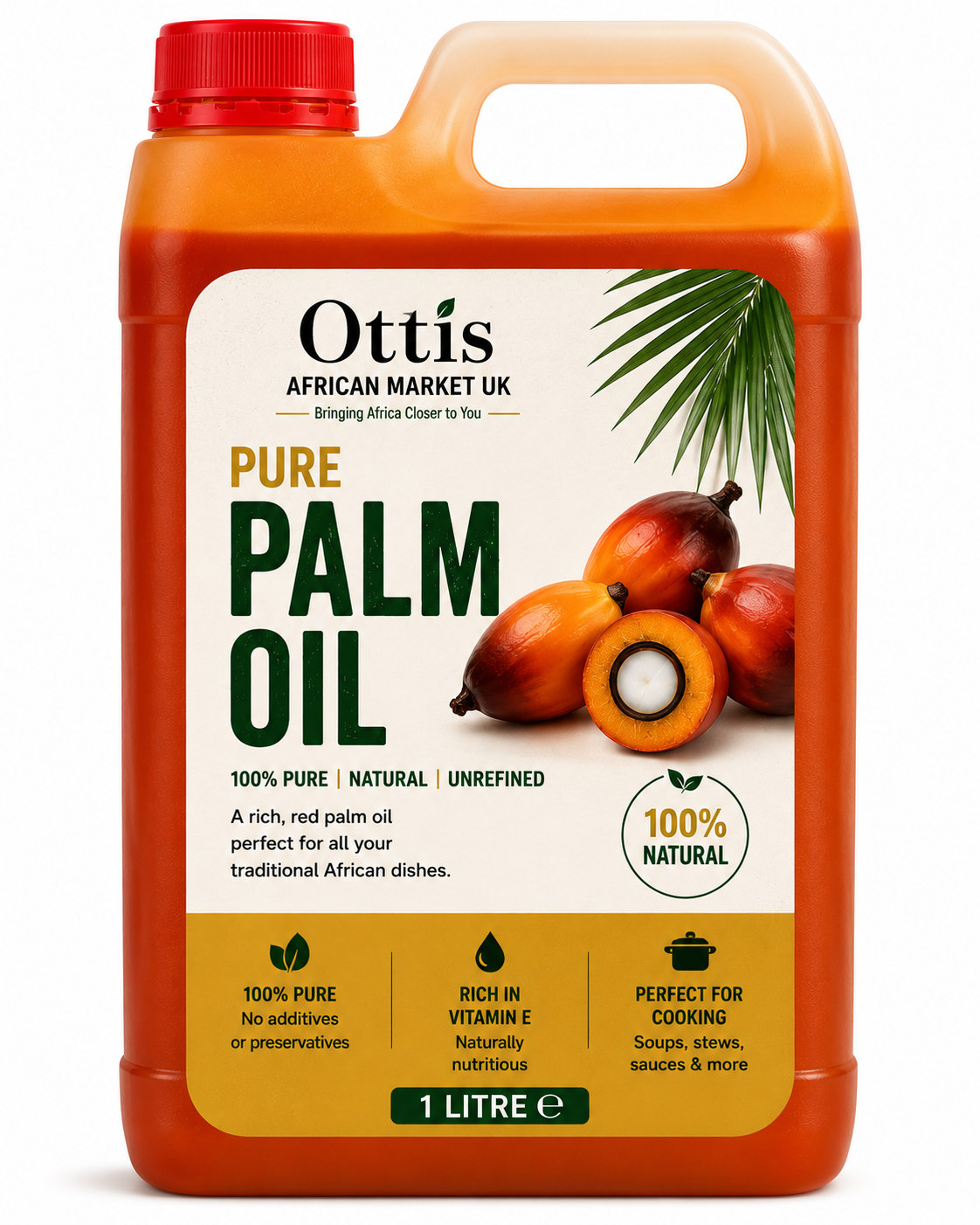 Ottis African Market UK Pure Palm Oil – 100% Natural Unrefined Red Palm Oil for Traditional African Cooking