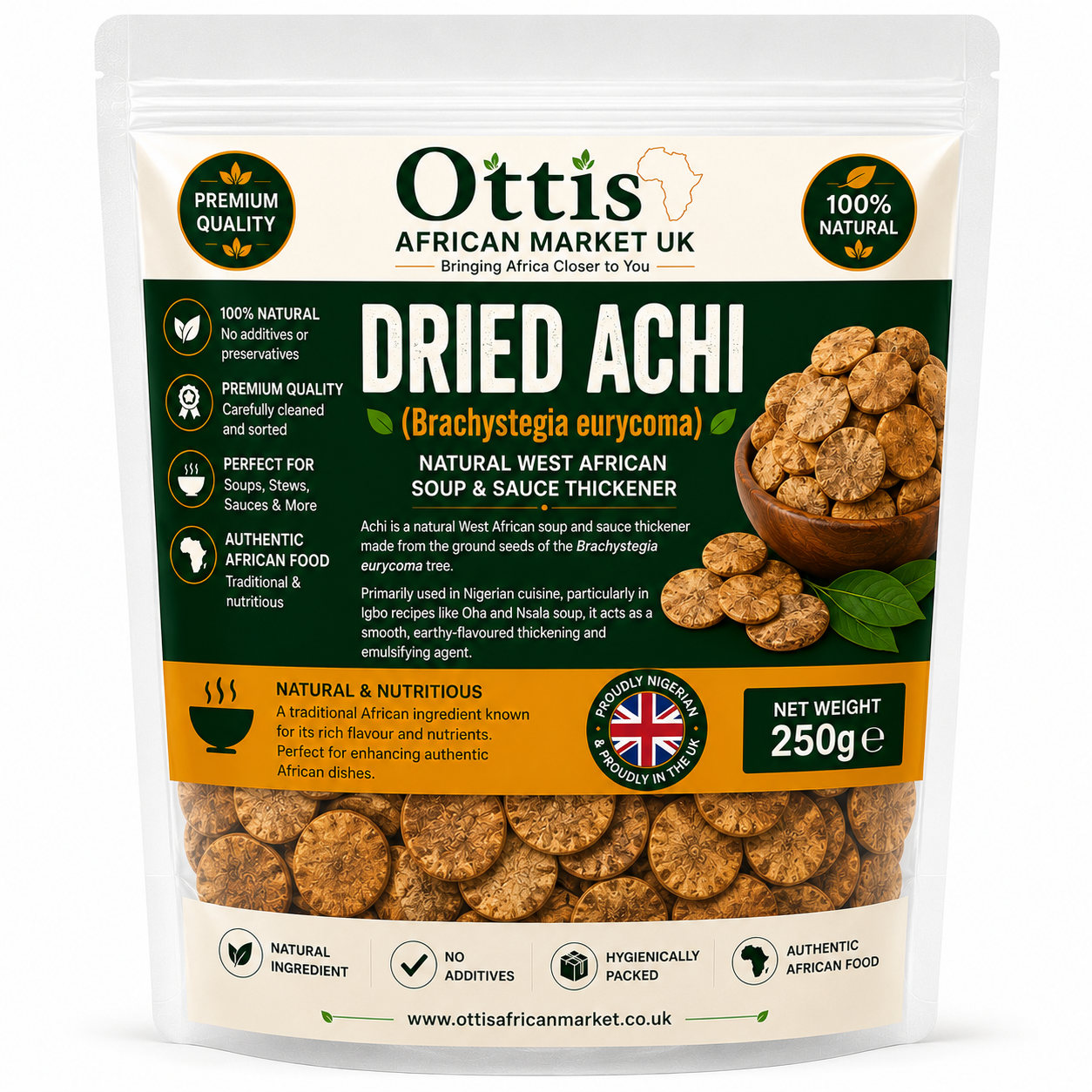 Ottis African Market UK Dried Achi Powder/Whole | Natural Soup Thickener | Premium Nigerian Achi Seed | Authentic African Cooking Ingredient