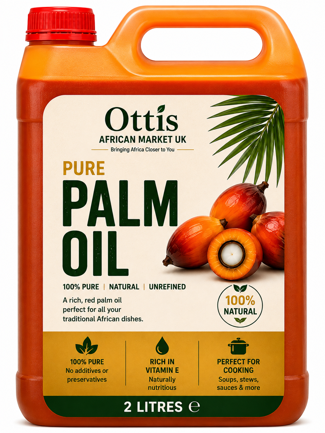 Ottis African Market UK Pure Palm Oil – 100% Natural Unrefined Red Palm Oil for Traditional African Cooking