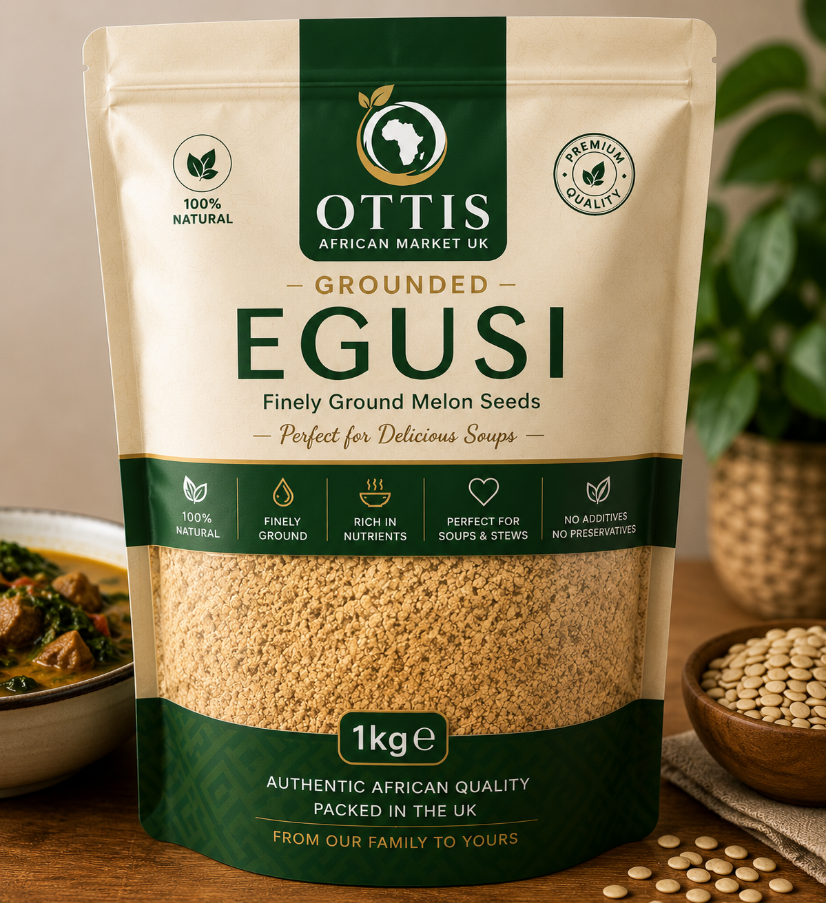 Ottis African Market Premium Hand-Peeled Nigerian Egusi Seeds for Traditional Soup – Fresh & Hygienically Packed in UK