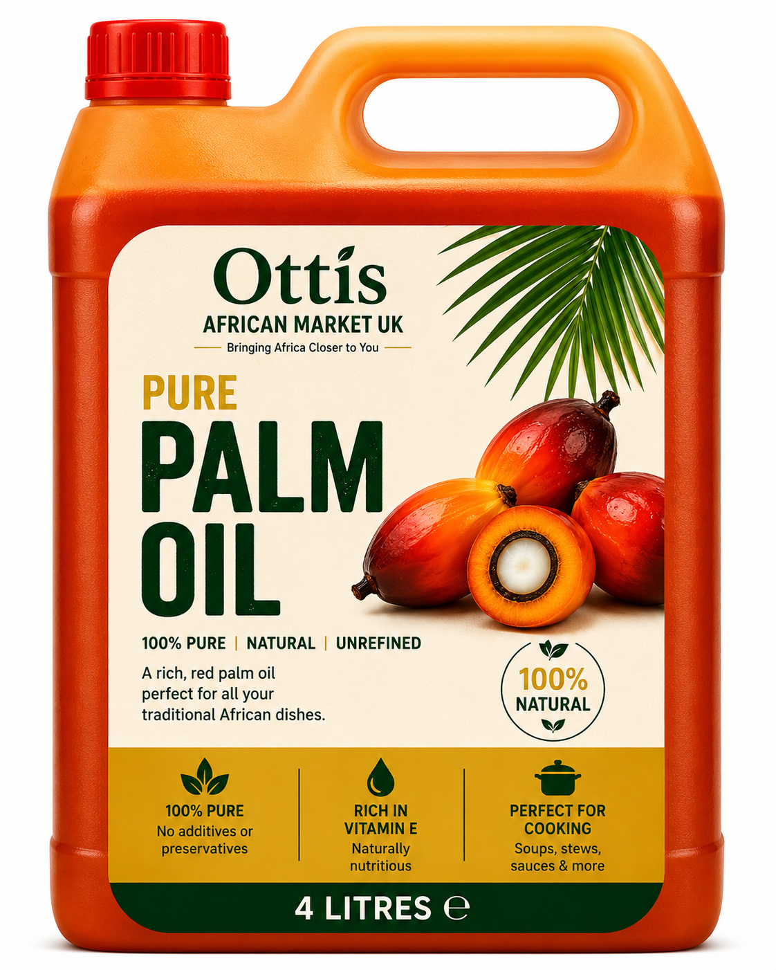 Ottis African Market UK Pure Palm Oil – 100% Natural Unrefined Red Palm Oil for Traditional African Cooking