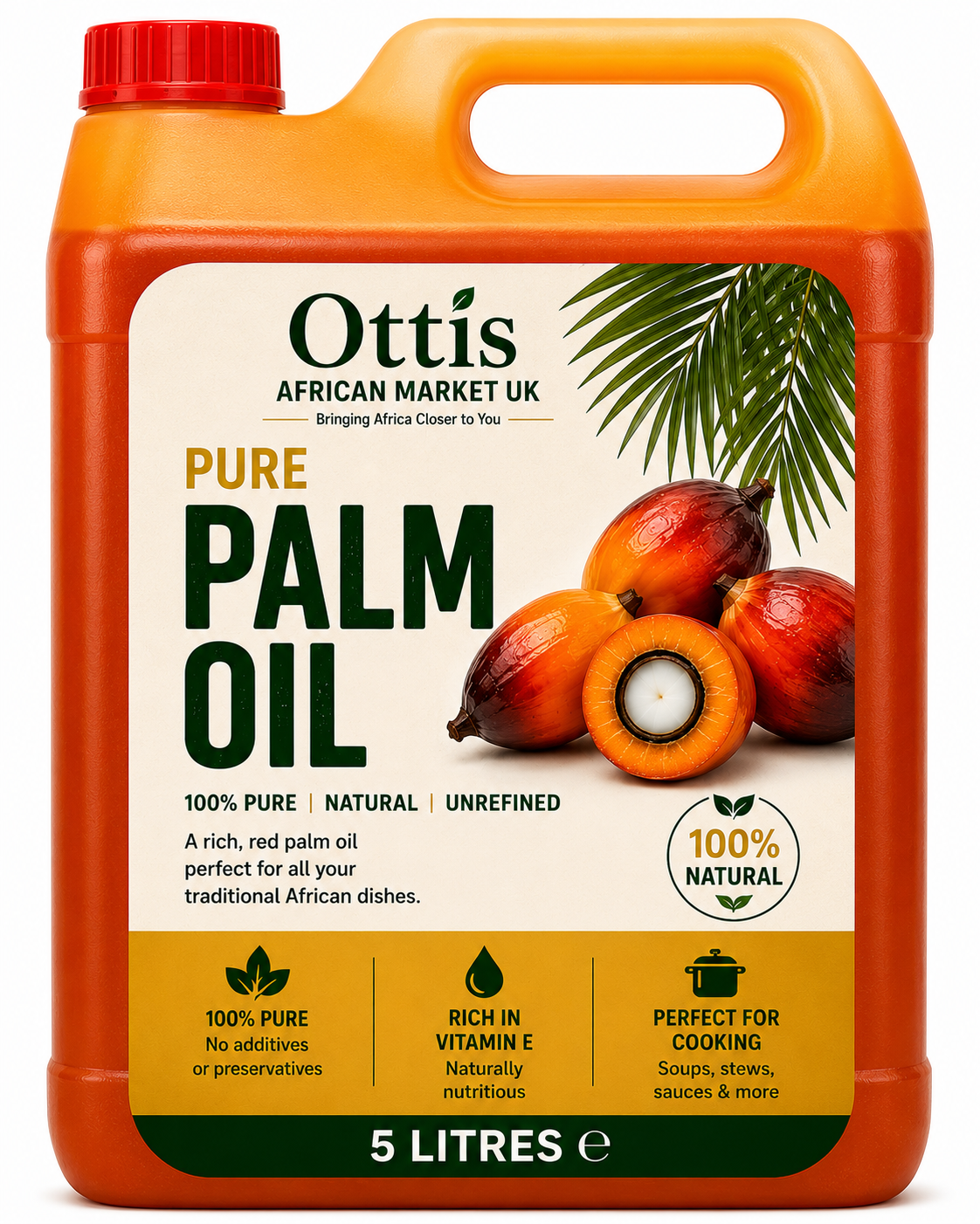 Ottis African Market UK Pure Palm Oil – 100% Natural Unrefined Red Palm Oil for Traditional African Cooking