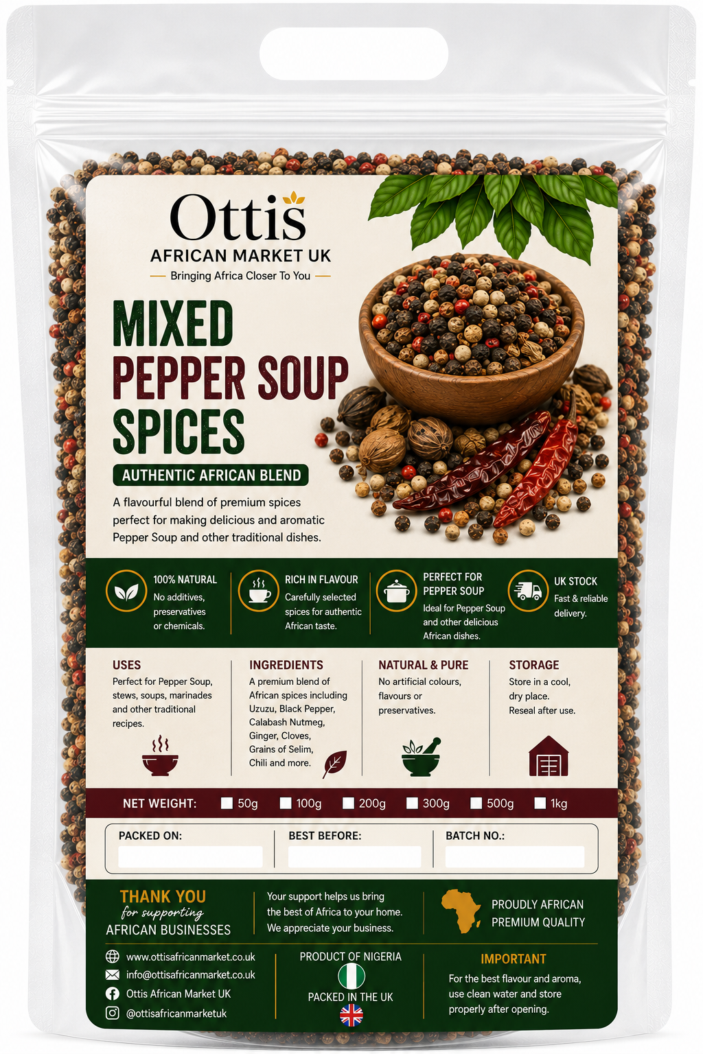 Mixed Pepper Soup Spice | Authentic Nigerian Pepper Soup Seasoning | Traditional African Spice Blend