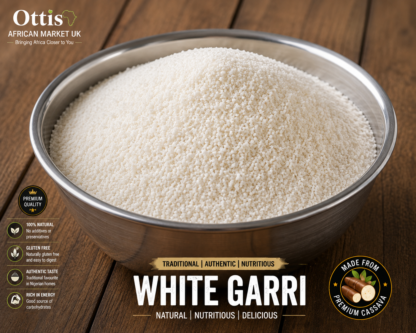 Ottis African Market UK White Garri/Eba | Nigerian Cassava Granules | Traditional White Garri