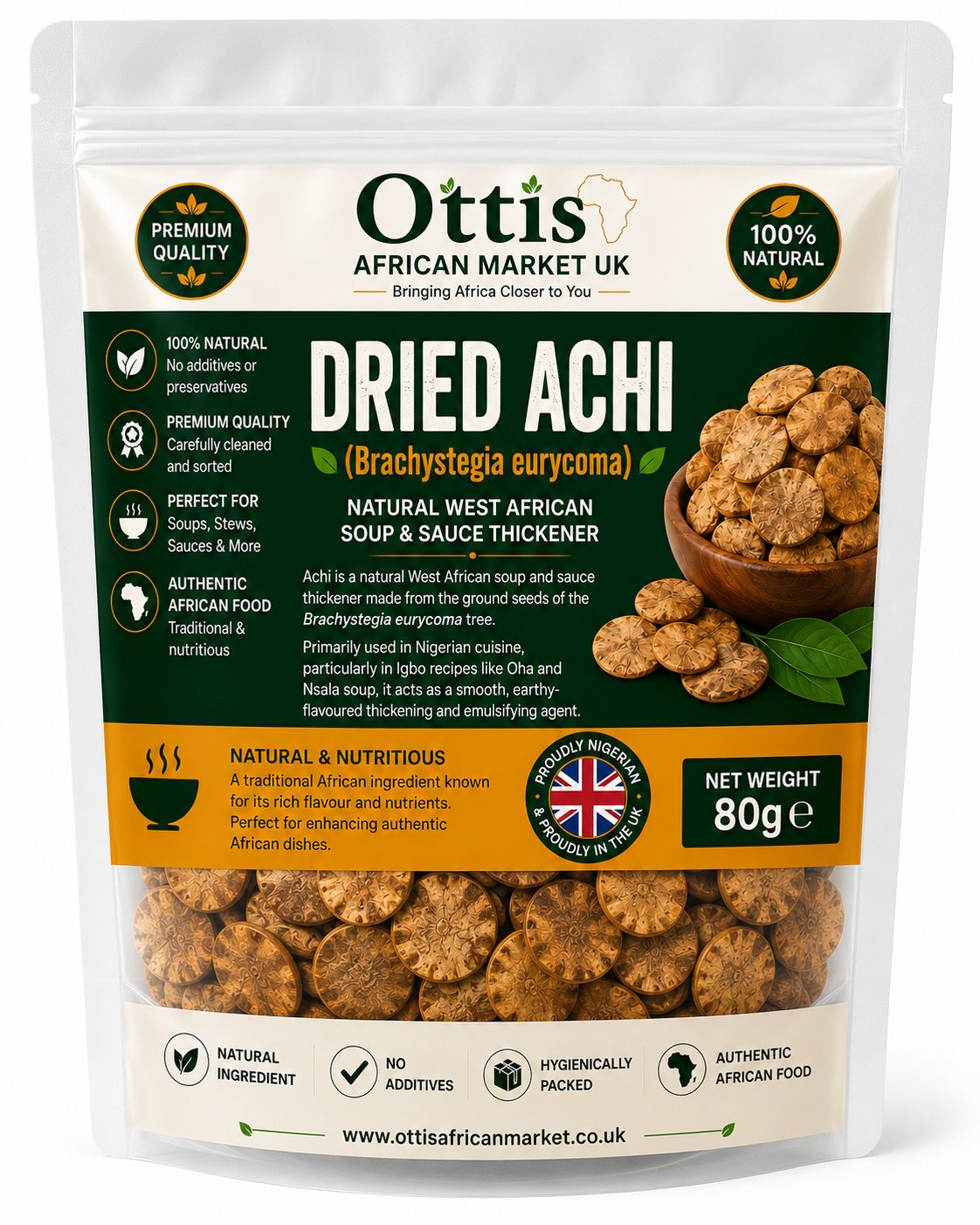 Ottis African Market UK Dried Achi Powder/Whole | Natural Soup Thickener | Premium Nigerian Achi Seed | Authentic African Cooking Ingredient