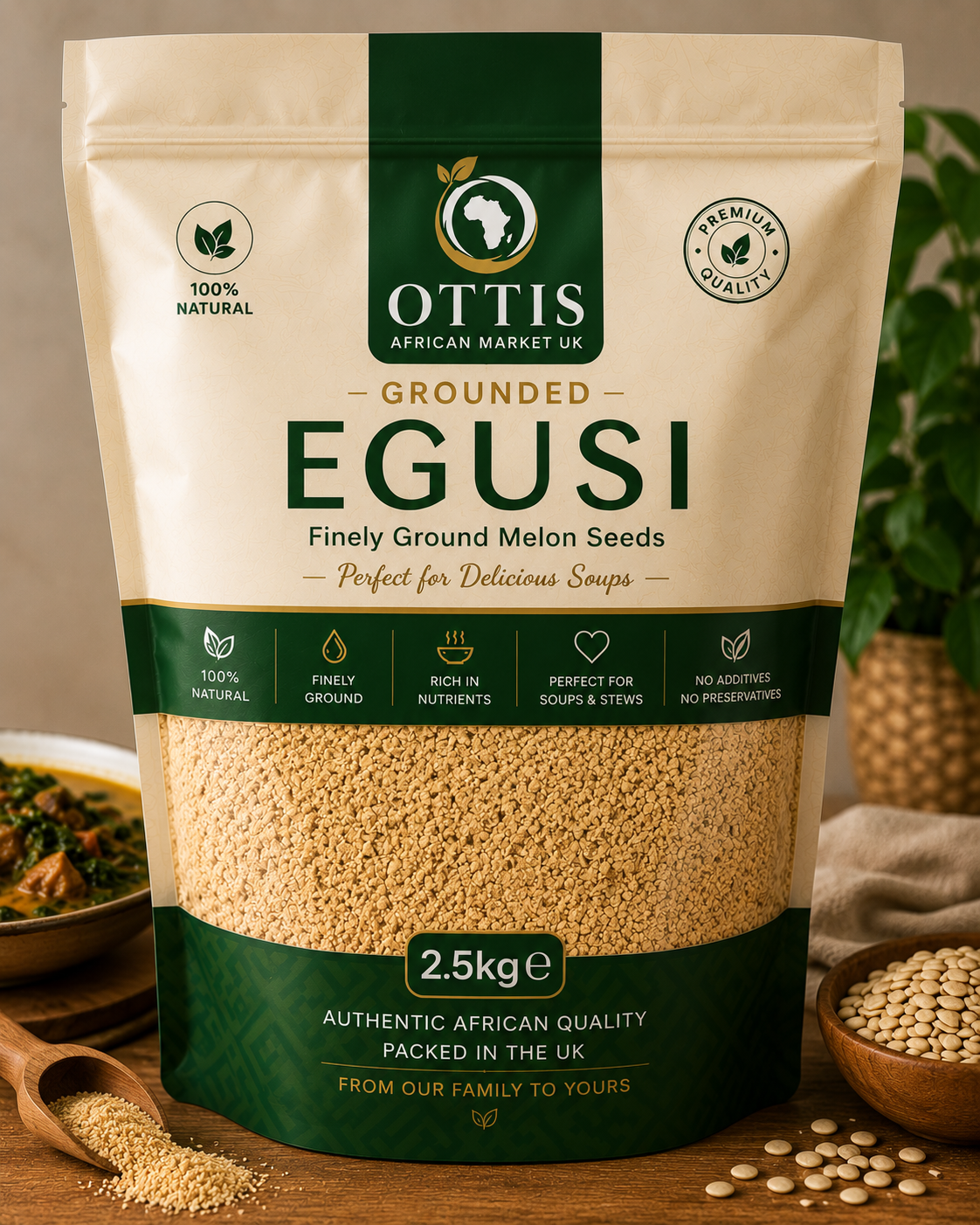 Ottis African Market Premium Hand-Peeled Nigerian Egusi Seeds for Traditional Soup – Fresh & Hygienically Packed in UK