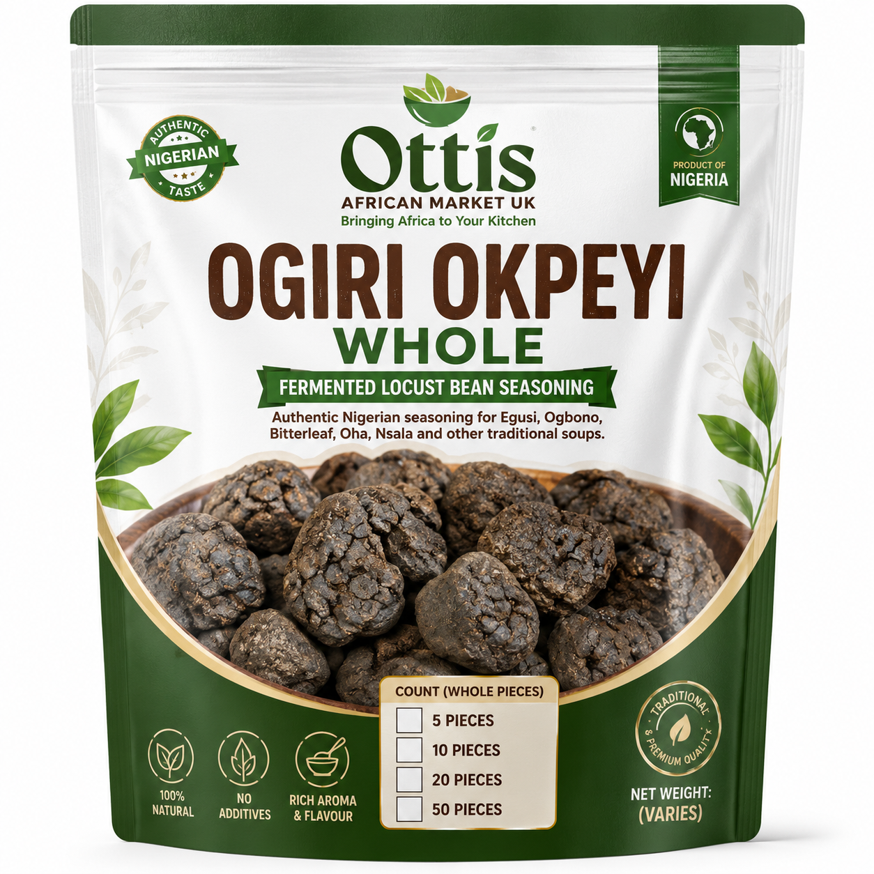 Ottis African Market UK Whole Ogiri Okpeyi | Traditional Fermented Locust Bean Seasoning | Product of Nigeria