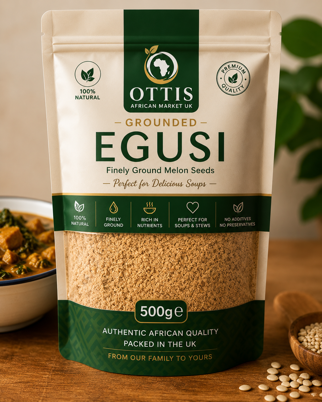 Ottis African Market Premium Hand-Peeled Nigerian Egusi Seeds for Traditional Soup – Fresh & Hygienically Packed in UK