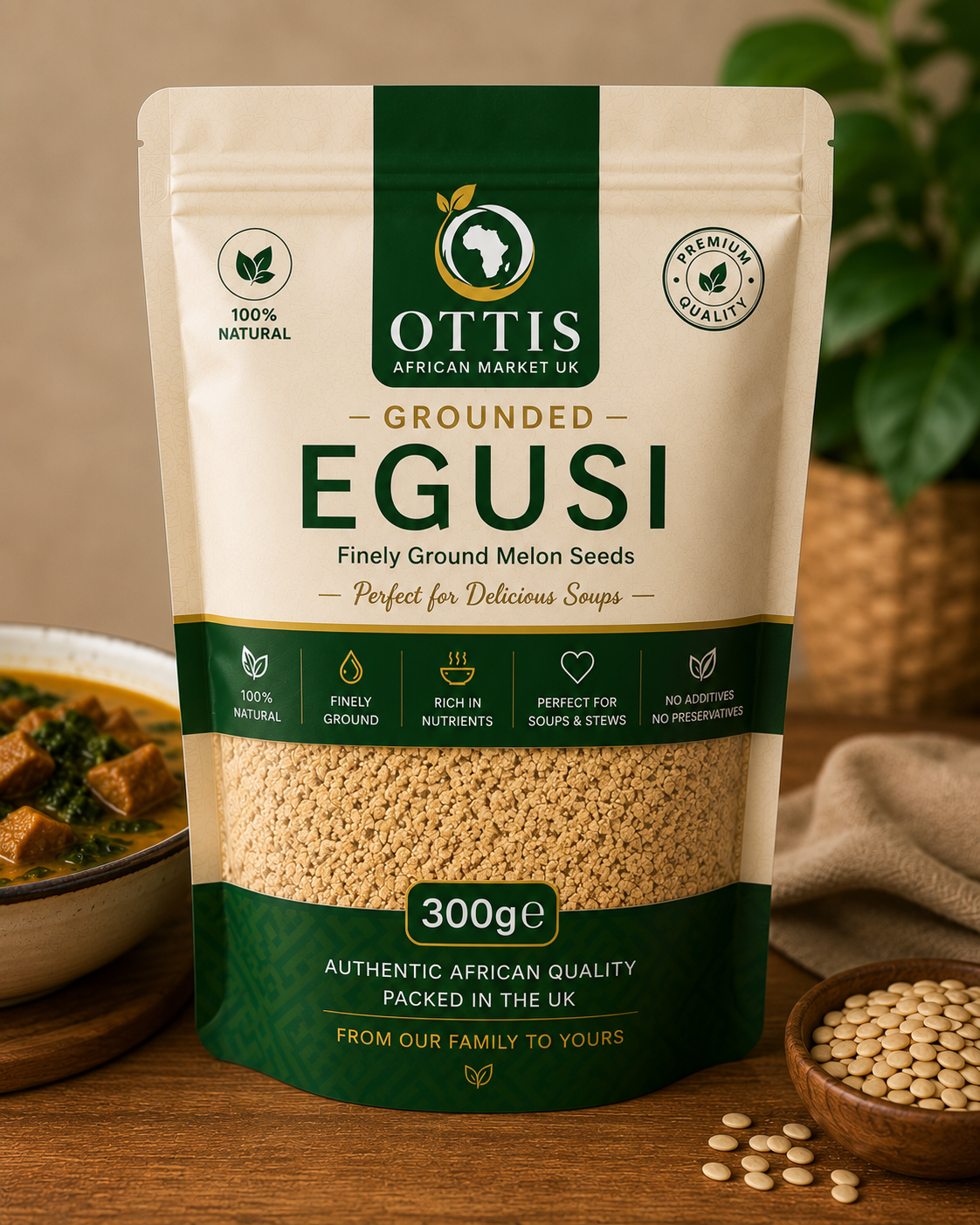 Ottis African Market Premium Hand-Peeled Nigerian Egusi Seeds for Traditional Soup – Fresh & Hygienically Packed in UK