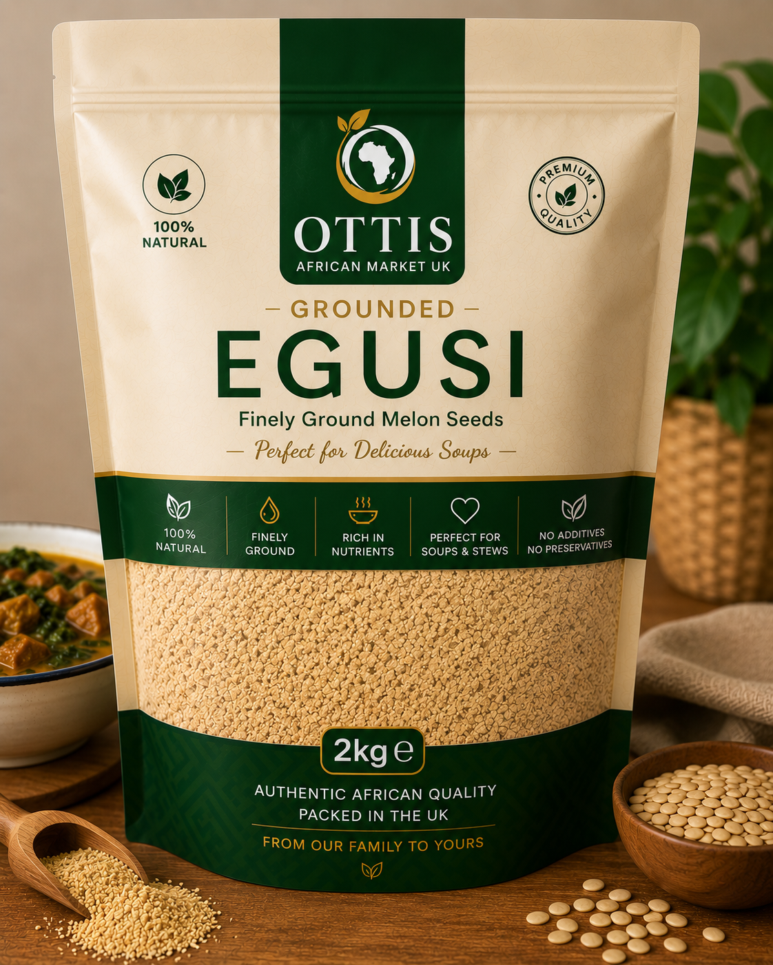 Ottis African Market Premium Hand-Peeled Nigerian Egusi Seeds for Traditional Soup – Fresh & Hygienically Packed in UK