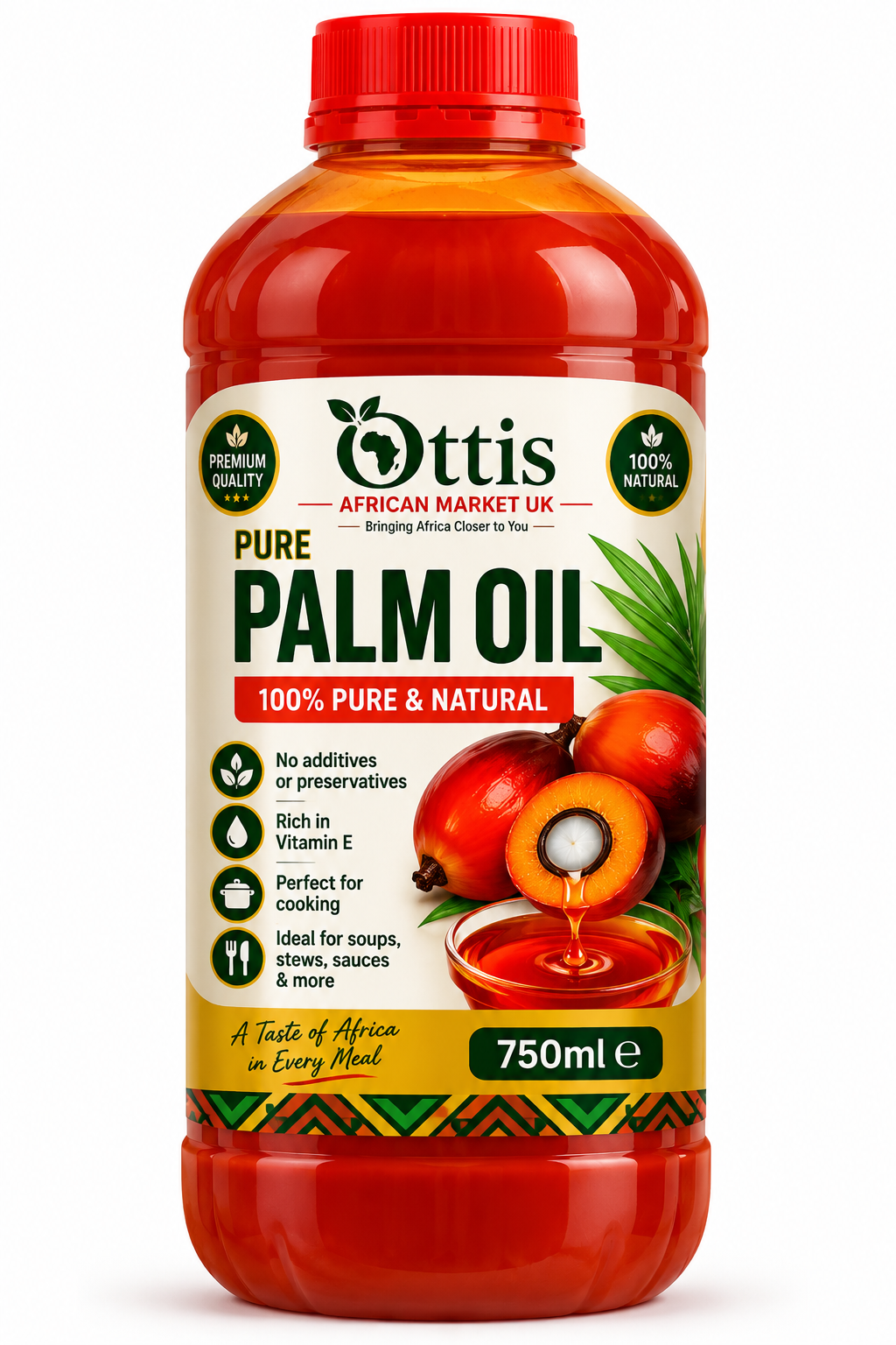 Ottis African Market UK Pure Palm Oil – 100% Natural Unrefined Red Palm Oil for Traditional African Cooking