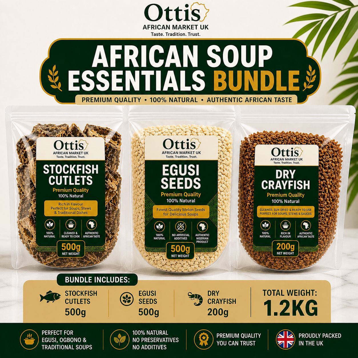 African Soup Essentials Bundle (Stockfish Cutlets, Egusi & Crayfish) – 1.2KG