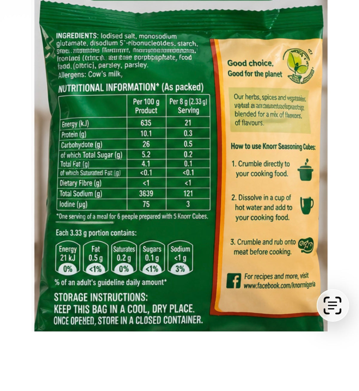 Knorr Seasoning Cubes 50 x 8g | Nigerian Knorr Cubes 400g