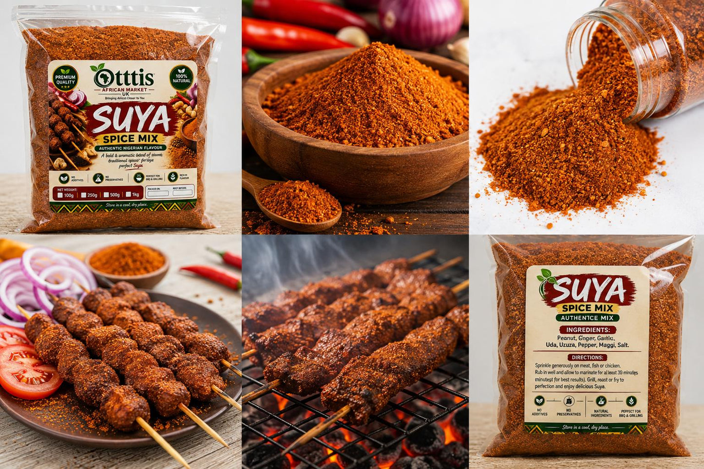 Ottis African Market UK Suya Spice Mix – Authentic Nigerian Suya Seasoning – Traditional Spice Blend for Meat, Chicken & BBQ – 100% Natural – Available in 100g, 250g, 500g & 1kg
