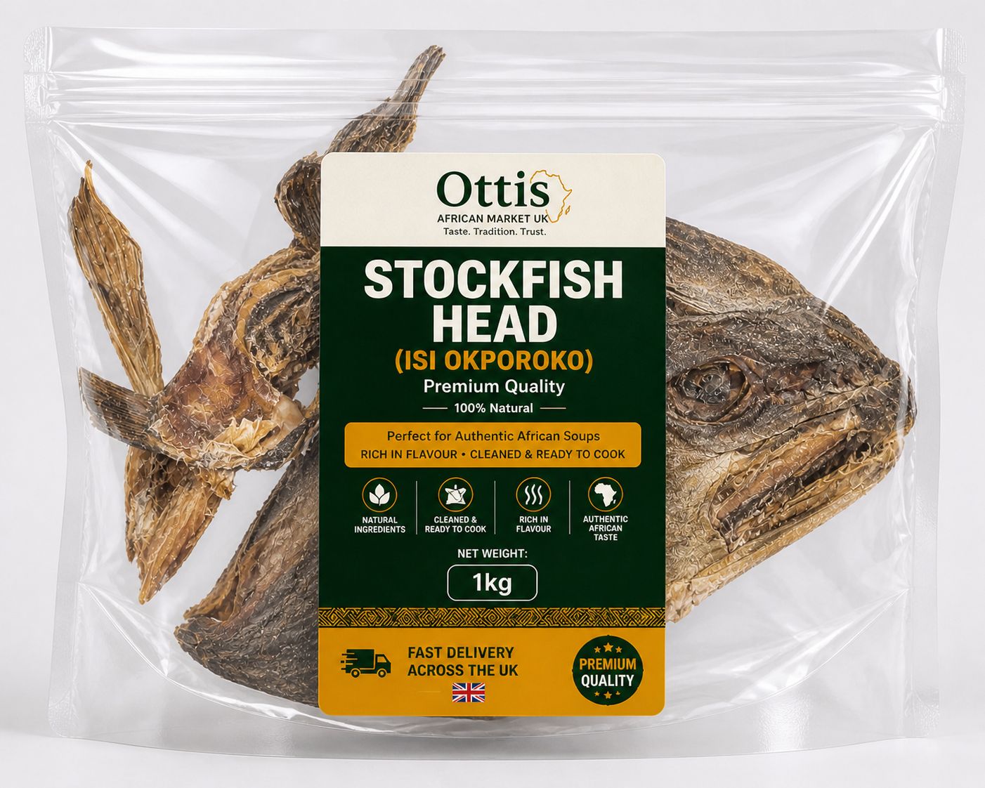 Premium Stock Fish Head (Isi Okporoko) - Dried Fish UK Delivery