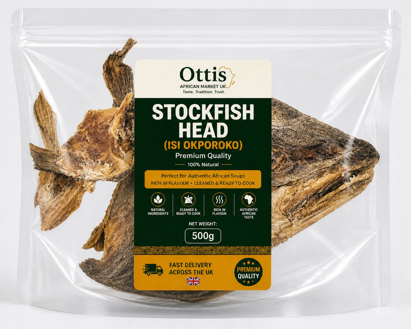 Premium Stock Fish Head (Isi Okporoko) - Dried Fish UK Delivery