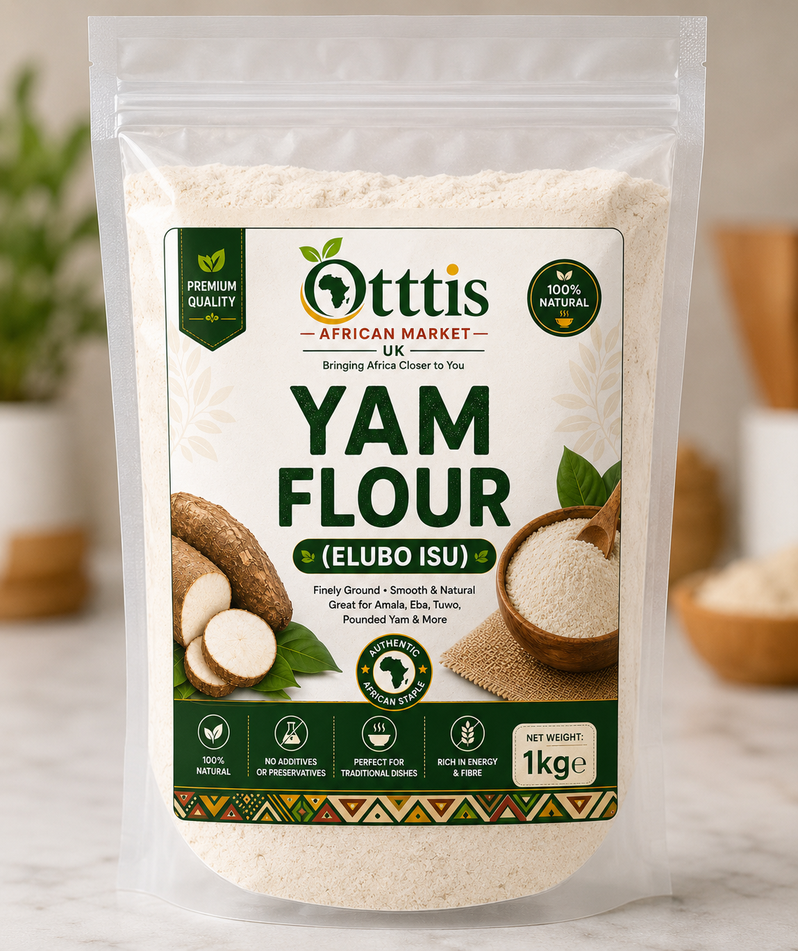 Premium Nigerian Yam Flour (Elubo) – 100% Natural | Smooth Fufu | Multiple Sizes