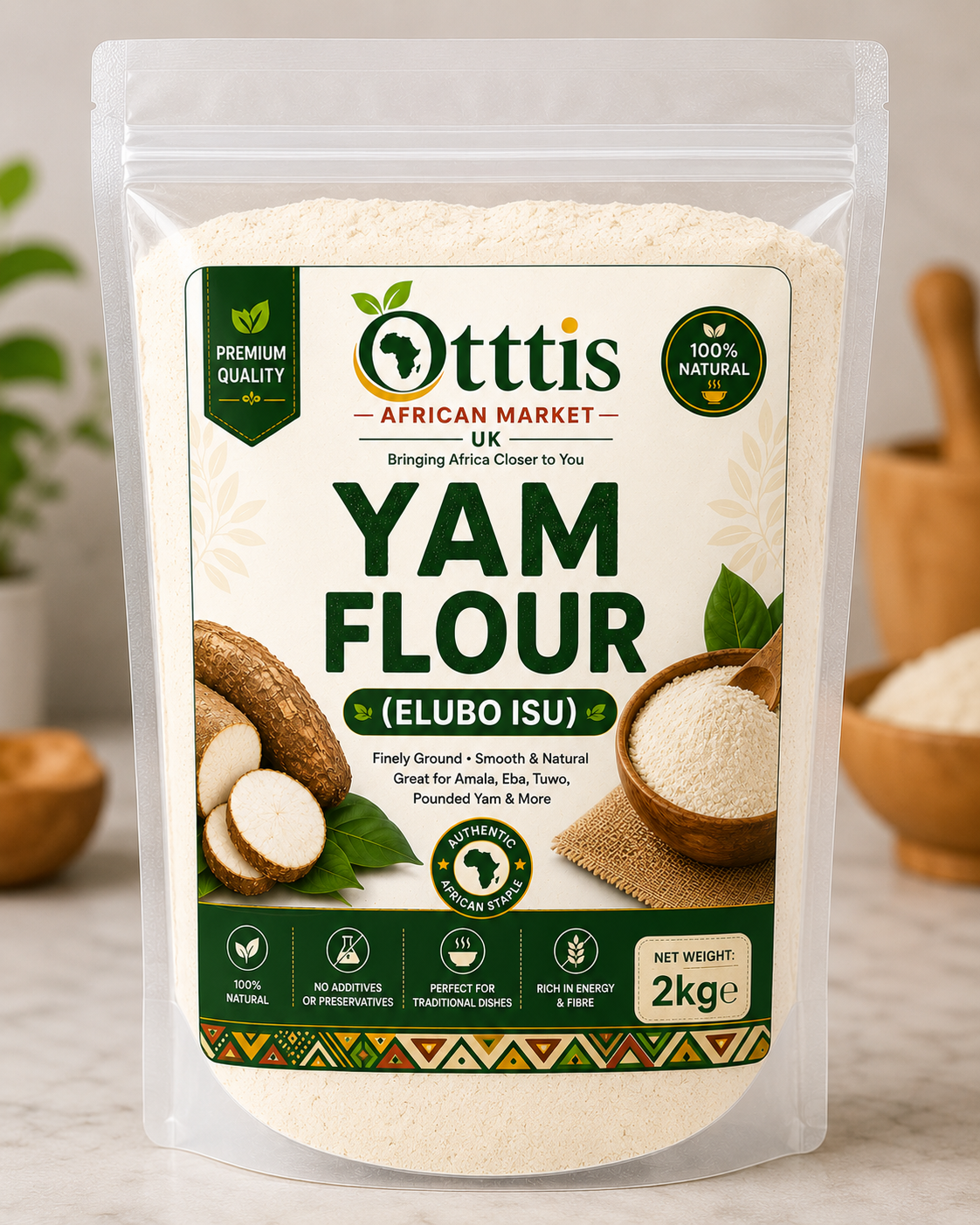 Premium Nigerian Yam Flour (Elubo) – 100% Natural | Smooth Fufu | Multiple Sizes
