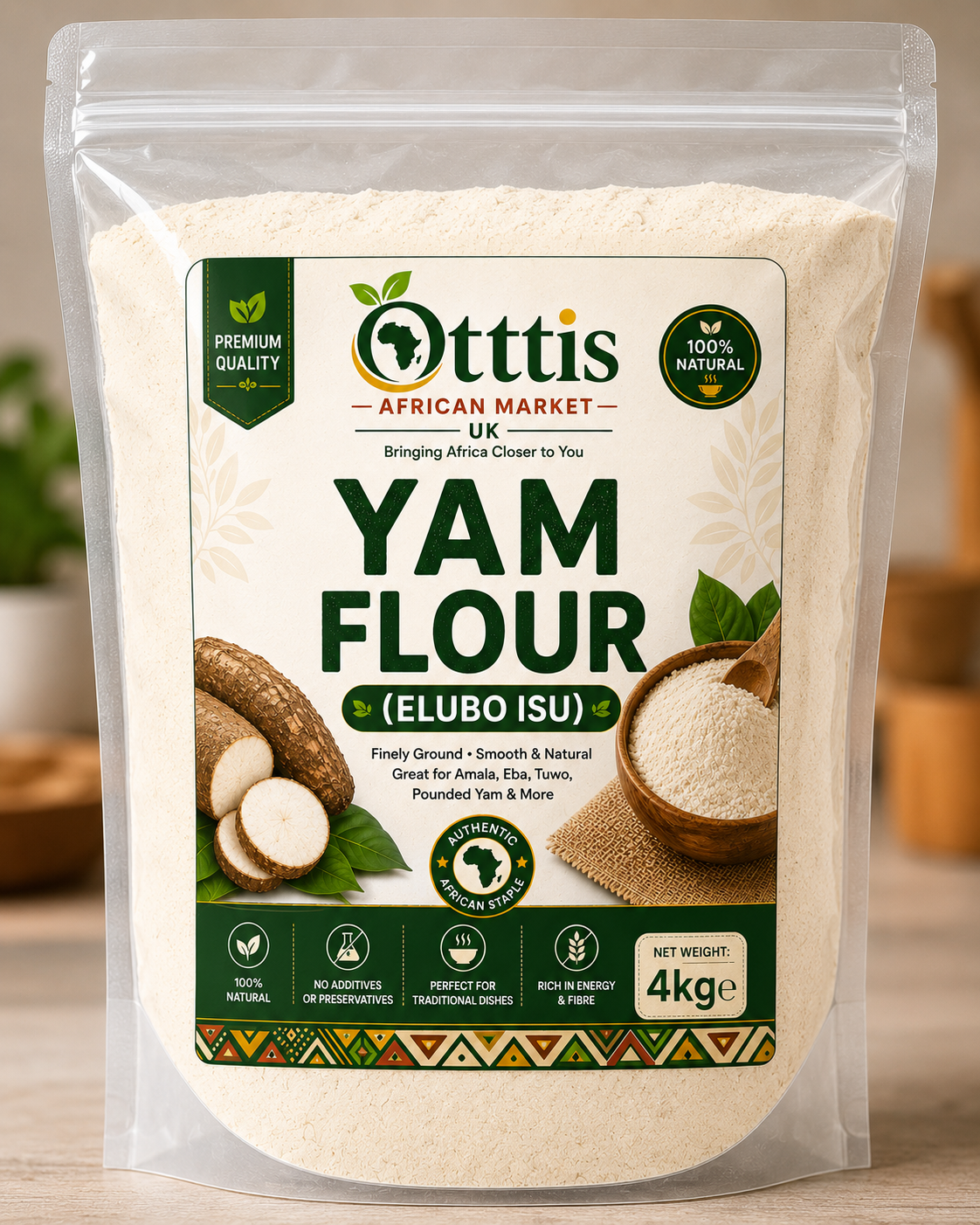 Premium Nigerian Yam Flour (Elubo) – 100% Natural | Smooth Fufu | Multiple Sizes