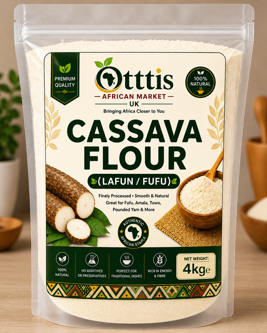 Premium Cassava Flour (Lafun) – Nigerian Fufu (Akpu) Flour | Smooth Swallow | 100% Natural | Gluten-Free | Multiple Sizes