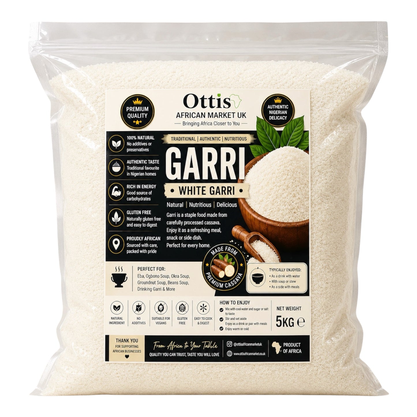 Ottis African Market UK White Garri/Eba | Nigerian Cassava Granules | Traditional White Garri
