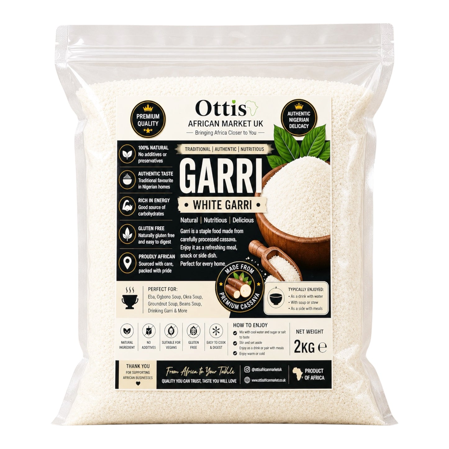 Ottis African Market UK White Garri/Eba | Nigerian Cassava Granules | Traditional White Garri
