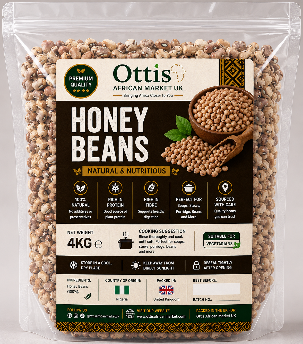 Premium Honey Beans – Nigerian Brown Beans | Clean & Stone-Free | Multiple Sizes