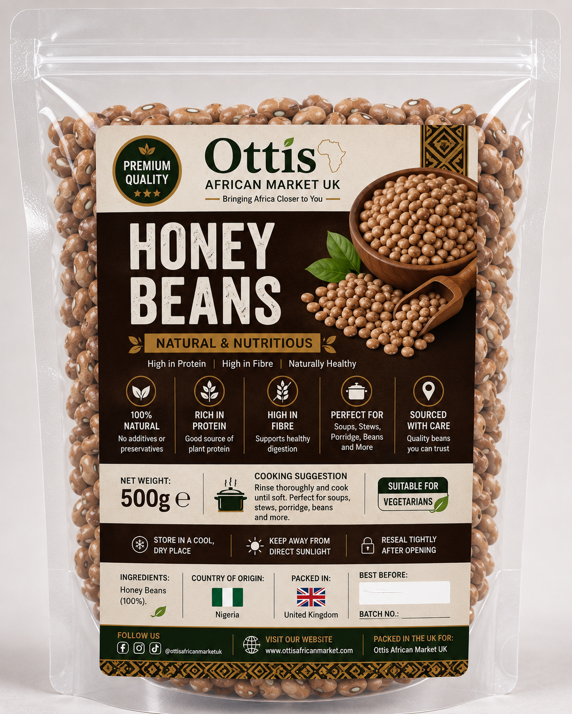 Premium Honey Beans – Nigerian Brown Beans | Clean & Stone-Free | Multiple Sizes