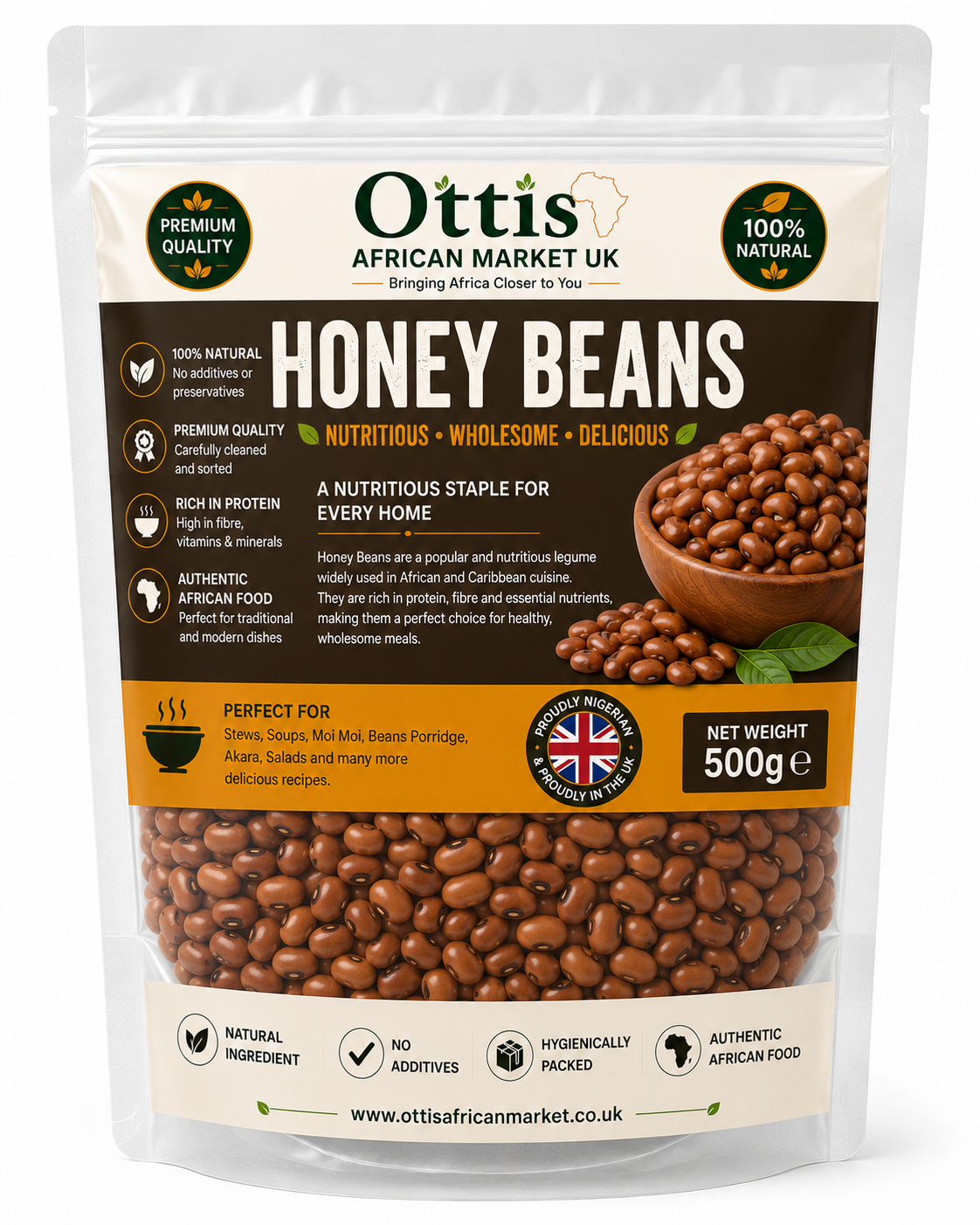 Premium Honey Beans – Nigerian Brown Beans | Clean & Stone-Free | Multiple Sizes