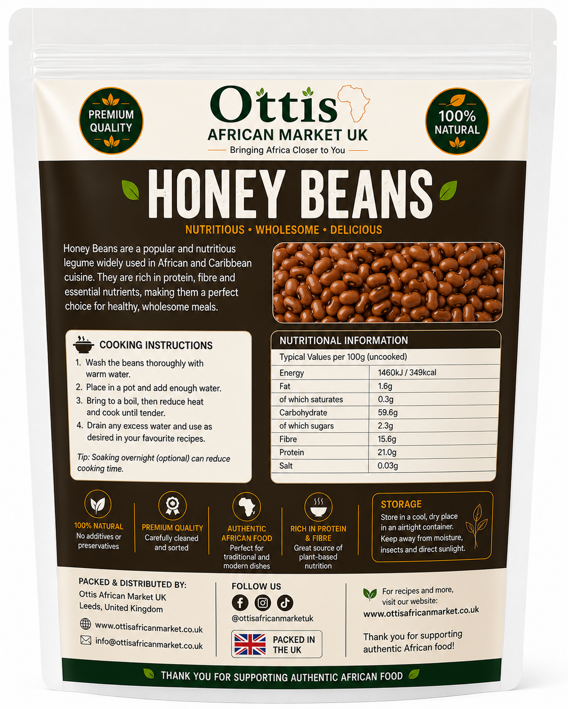 Premium Honey Beans – Nigerian Brown Beans | Clean & Stone-Free | Multiple Sizes