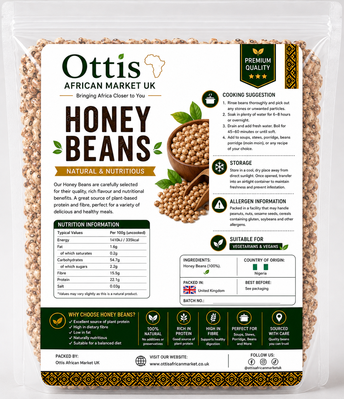 Premium Honey Beans – Nigerian Brown Beans | Clean & Stone-Free | Multiple Sizes